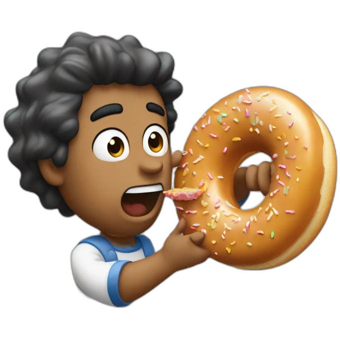 Omer Simson eating a dougnuts emoji