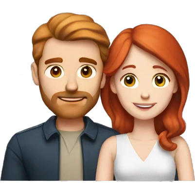 A white brown hair man with a redhead woman with a light complexion they are rich and hugged emoji