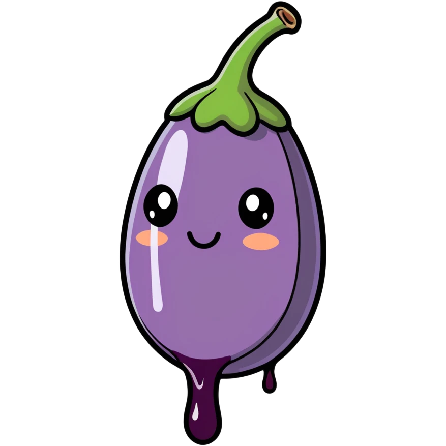 Eggplant shaped like penis dripping water  emoji