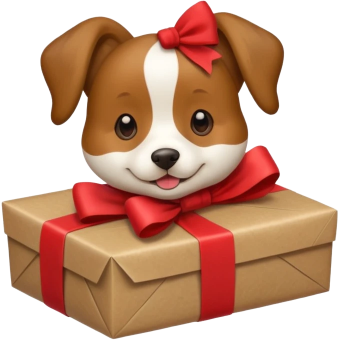 Dog in wrapped paper new yaer  emoji