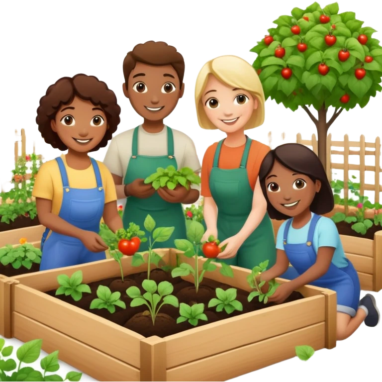 People cooperating to plant a community garden emoji