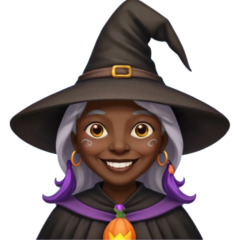 black old witch with witch hat emoji