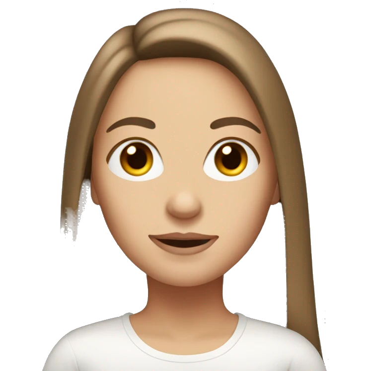 white mom with brown long staight hair and brown eyes emoji