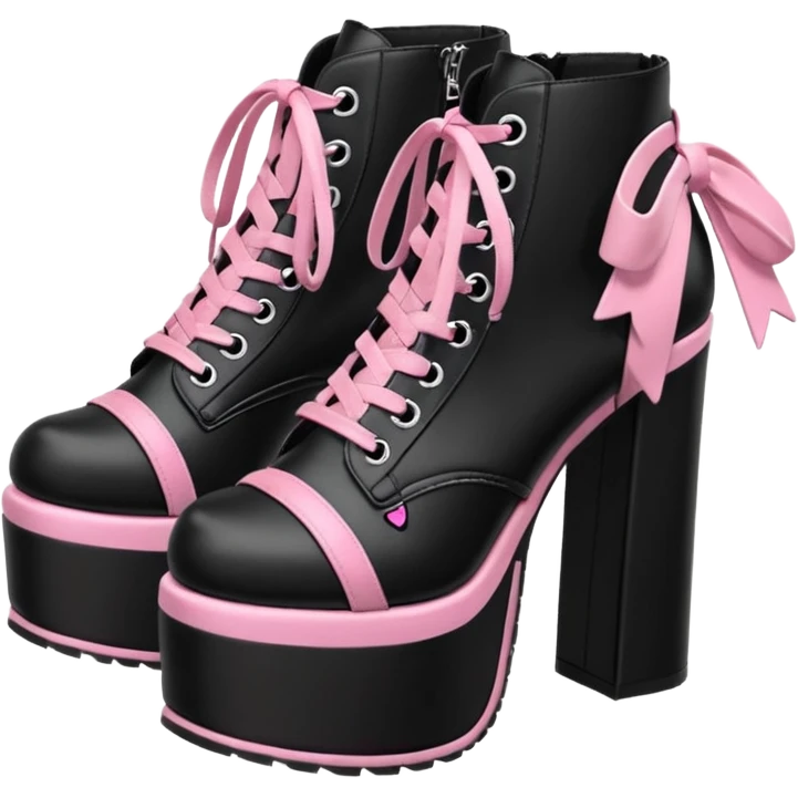 BLACKPINK-inspired gothic shoes, no hearts, black and pink, cute  emoji