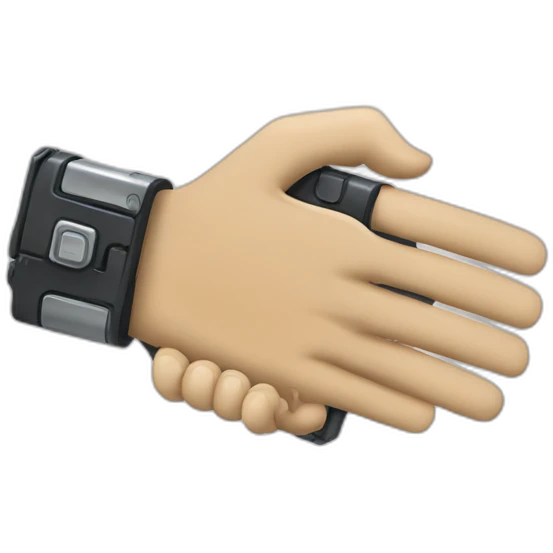 terminator hand handshaking chatGpt logo emoji