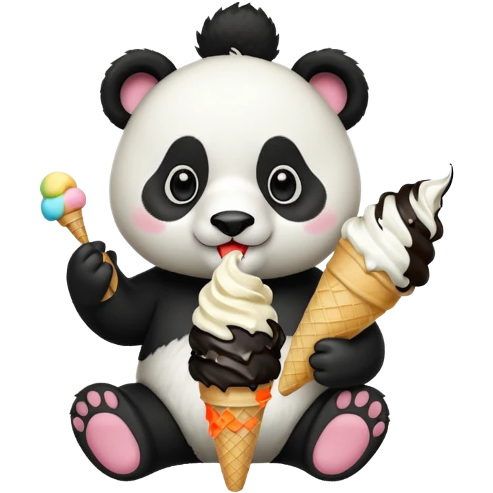 Panda eating ice cream emoji