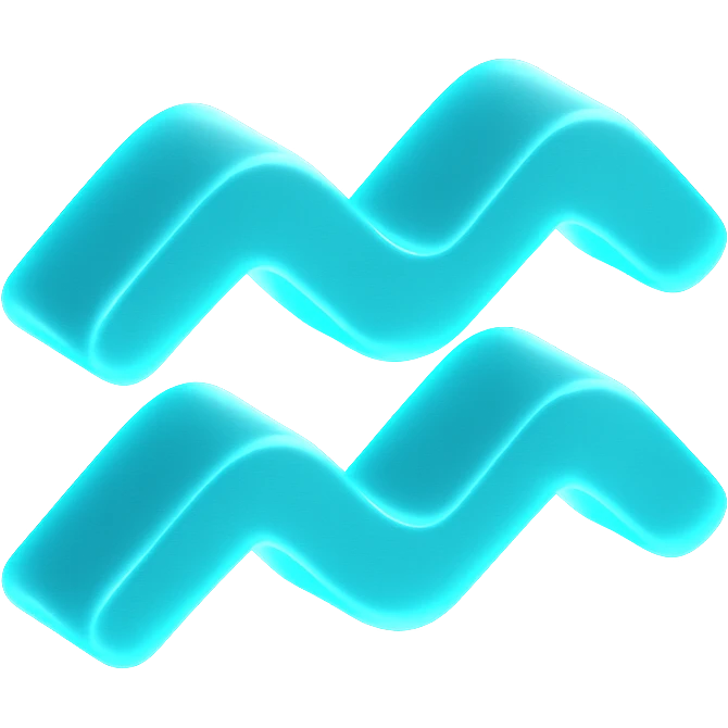 "A minimalistic glowing zodiac symbol ♒, centered on a dark cosmic background, symbol color #00d9ff, clean design, modern and luminous" emoji