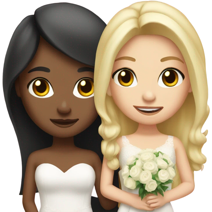 brunette girl marrying blonde girl emoji