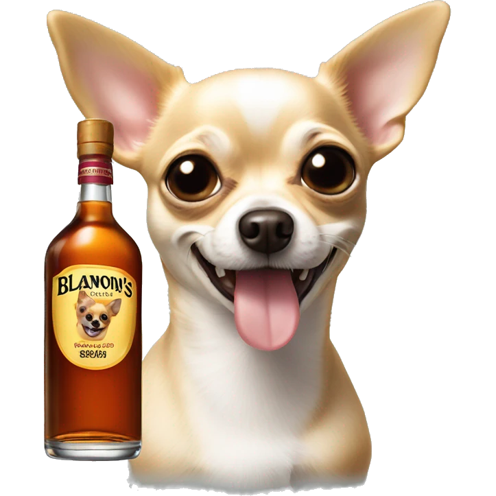 Realistic Chihuahua with a bottle of Blanton’s bourbon  emoji