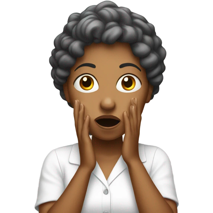 shocked woman hands up white shoes emoji