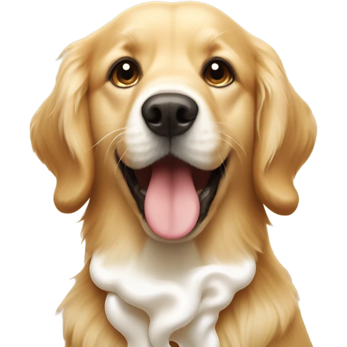 Golden retriever with whipped cream on his nose  emoji