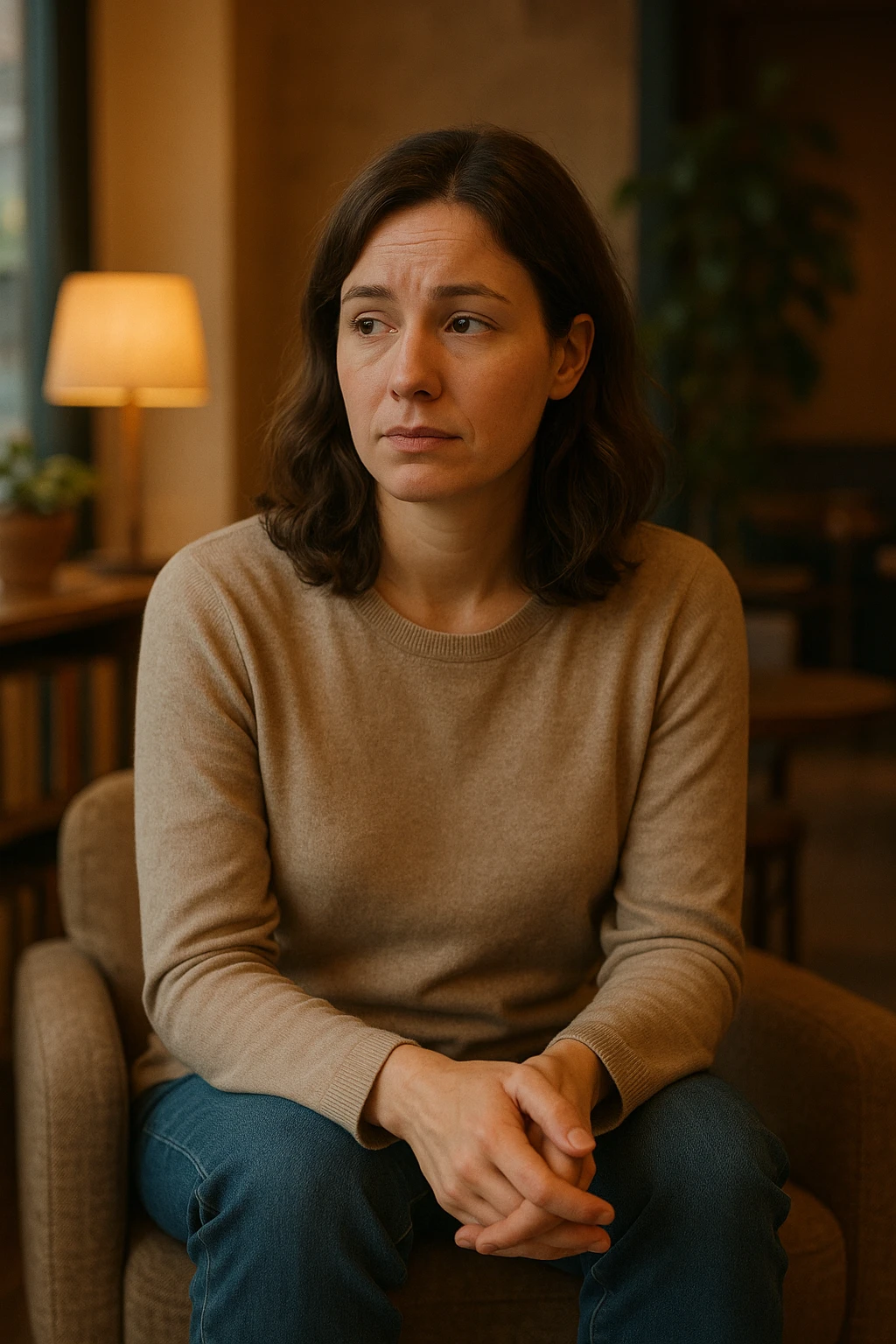 donna che vuole rimanere nella sua zona di comfort. Immagini realistiche emoji