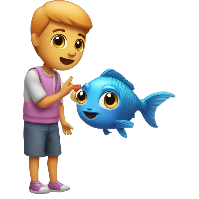 big heart with fish emoji