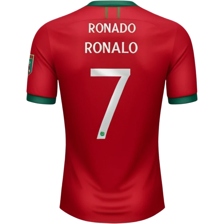 Create back side jersey of Portugal football team of red colour. Name "RONALDO" jersey no 7. emoji