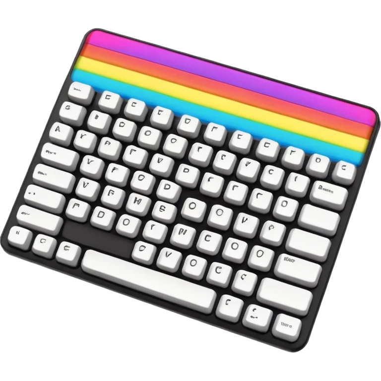 mechanical keyboard with rainbow backlighting, bright and fun, apple emoji style emoji