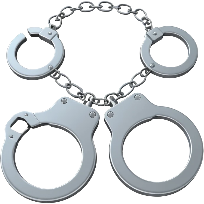  metallic handcuffs emoji, reflective metal, simple flat vector design, futuristic style emoji