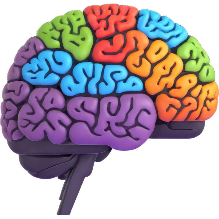 brain with connected ideas, brainstorming app logo emoji