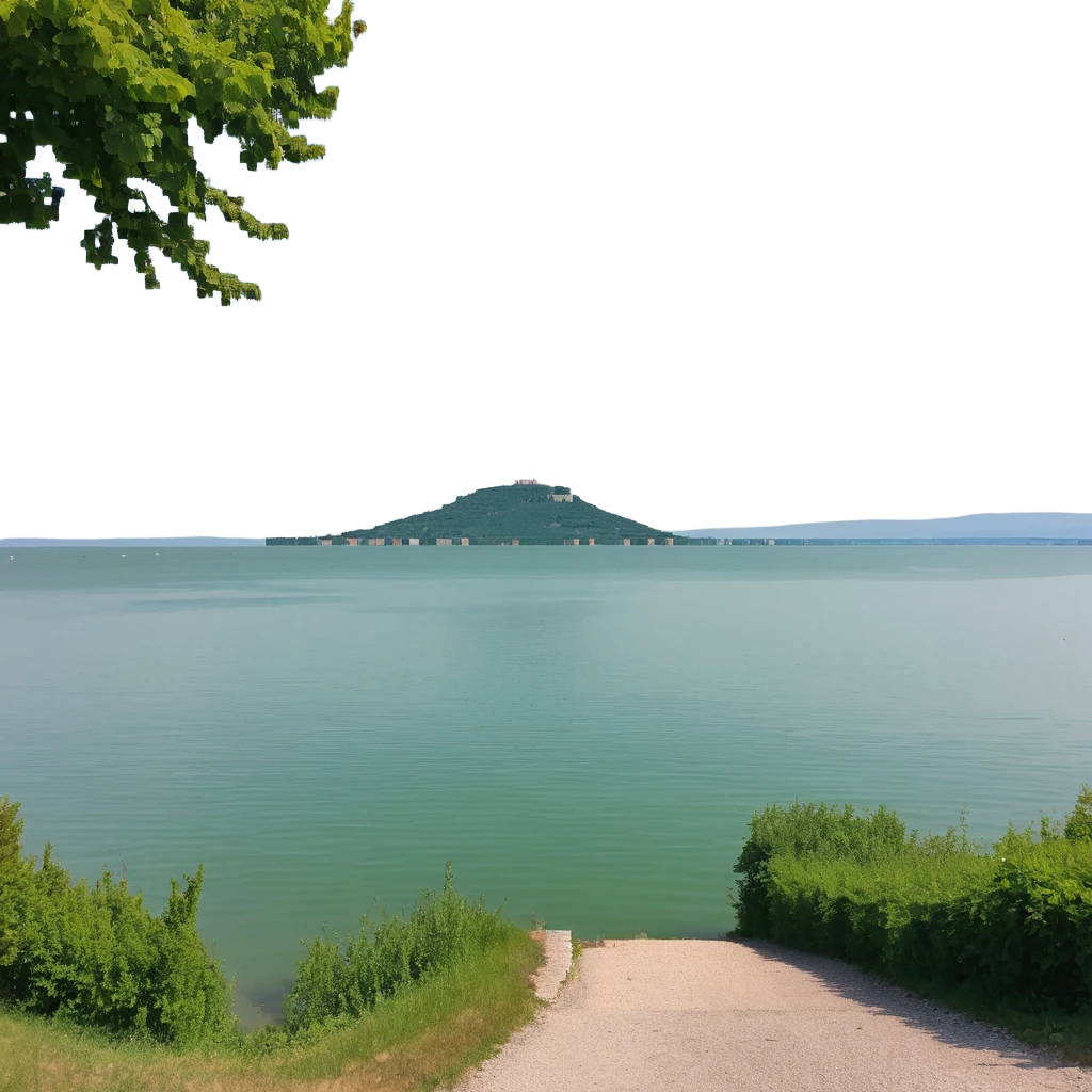 pixel art landscape of Lake Balaton emoji