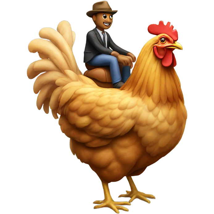 man riding on a chicken emoji