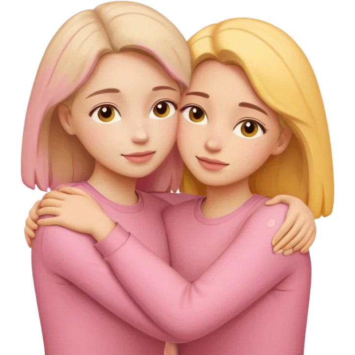 soft pastel pinterest illustration, two women hugging, warm beige pink yellow tones, gentle grain texture, no background, emotional and supportive mood, minimal composition emoji