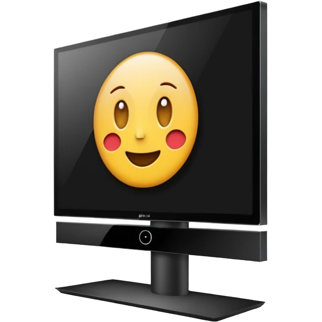 smart 4k big thin screen tv, centered, screen turned off, iPhone emoji style, modern stand emoji