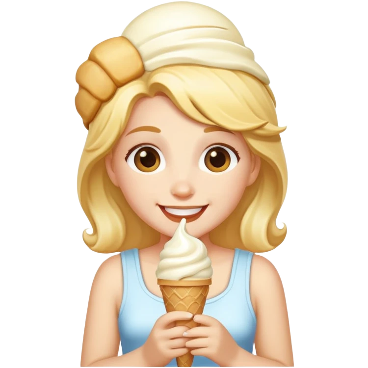 happy Athena eating white ice cream emoji