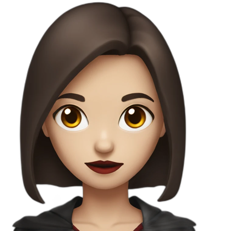 vampire girl with very short brown hair, stars on her eyes emoji