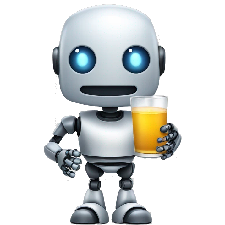 cute robot holding a glass of wne emoji