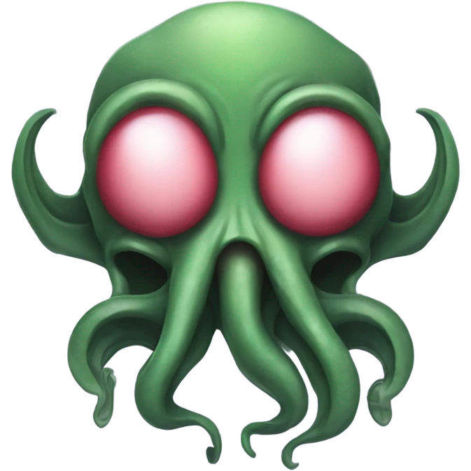 Cthulhu with pursed lips and heart blowing a kiss emoji
