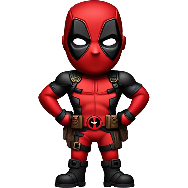 Deadpool standing upright legs crossed emoji