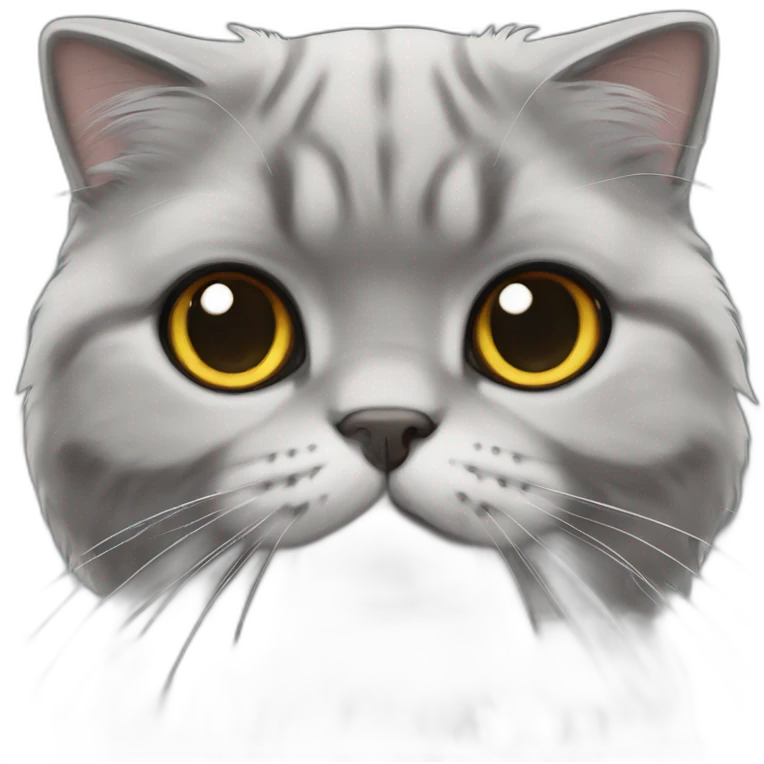 Scottish Fold Cat all grey long hair emoji