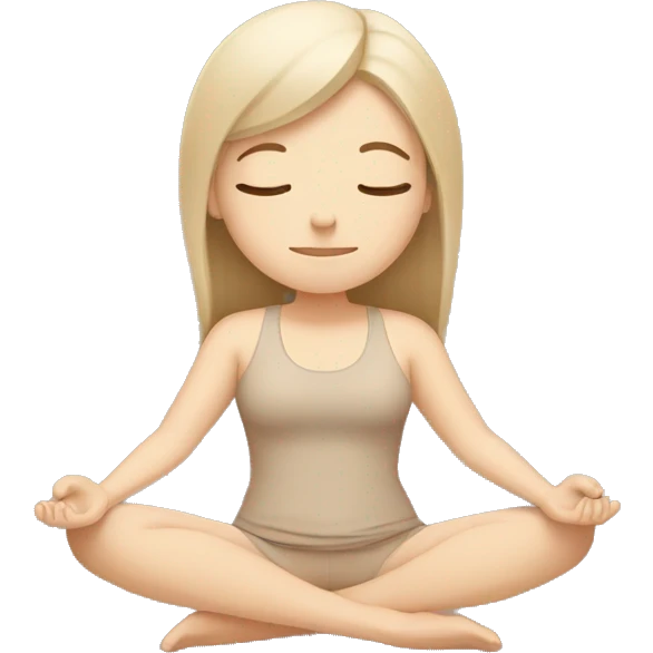White Girl doing yoga in beige tones  emoji