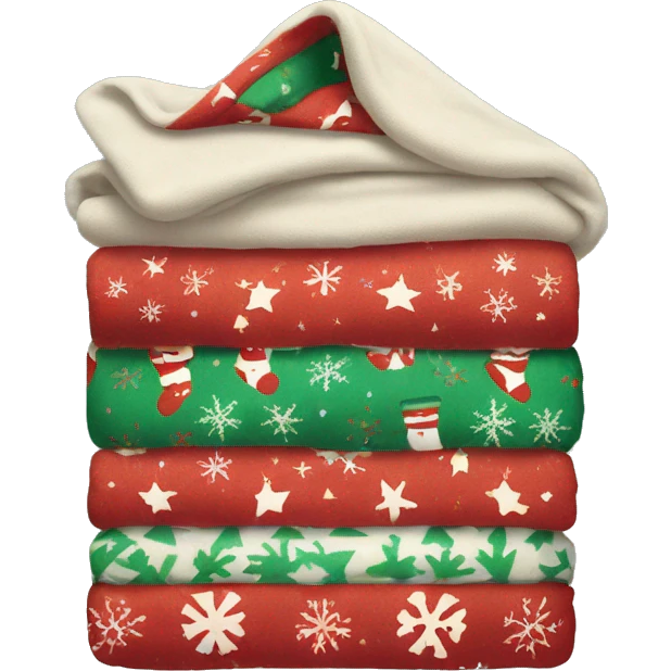 cozy pile of blanket with christmas print emoji
