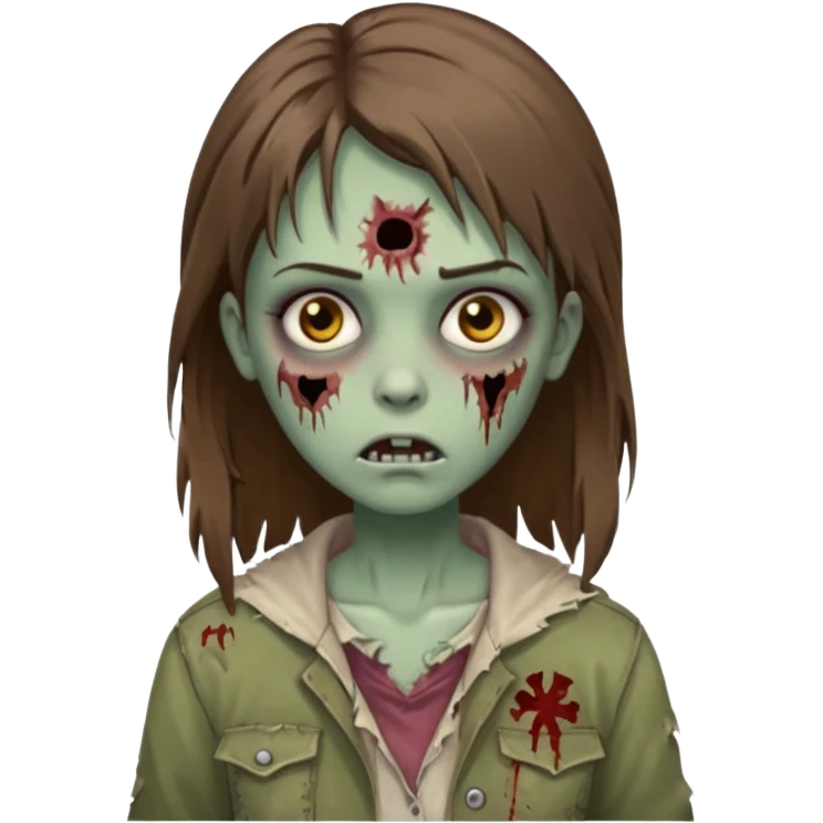 Zombie Girl with brown straight hair emoji