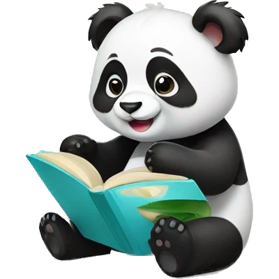 cute panda showing a book emoji