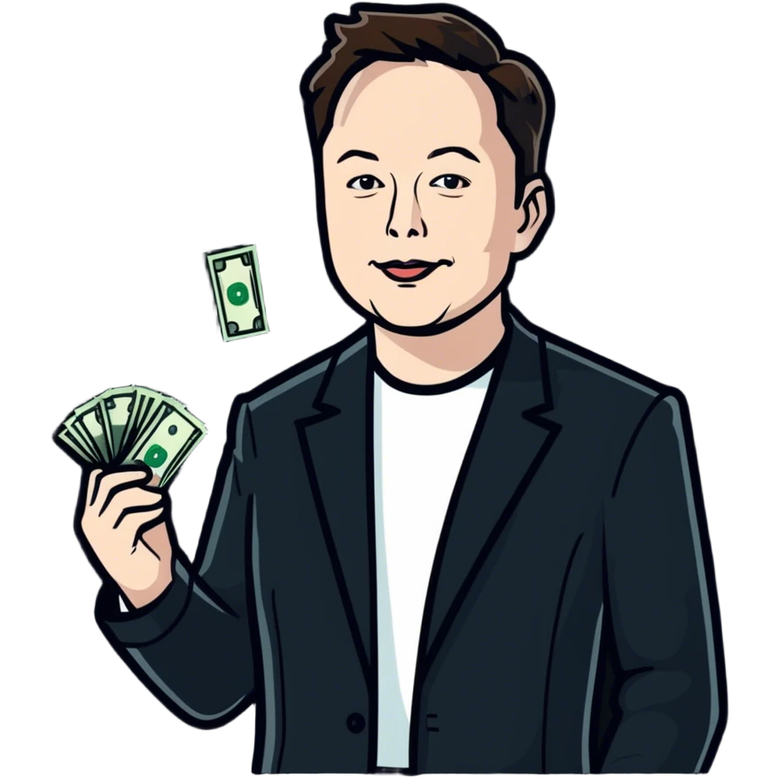 Elon musk holdin money  emoji