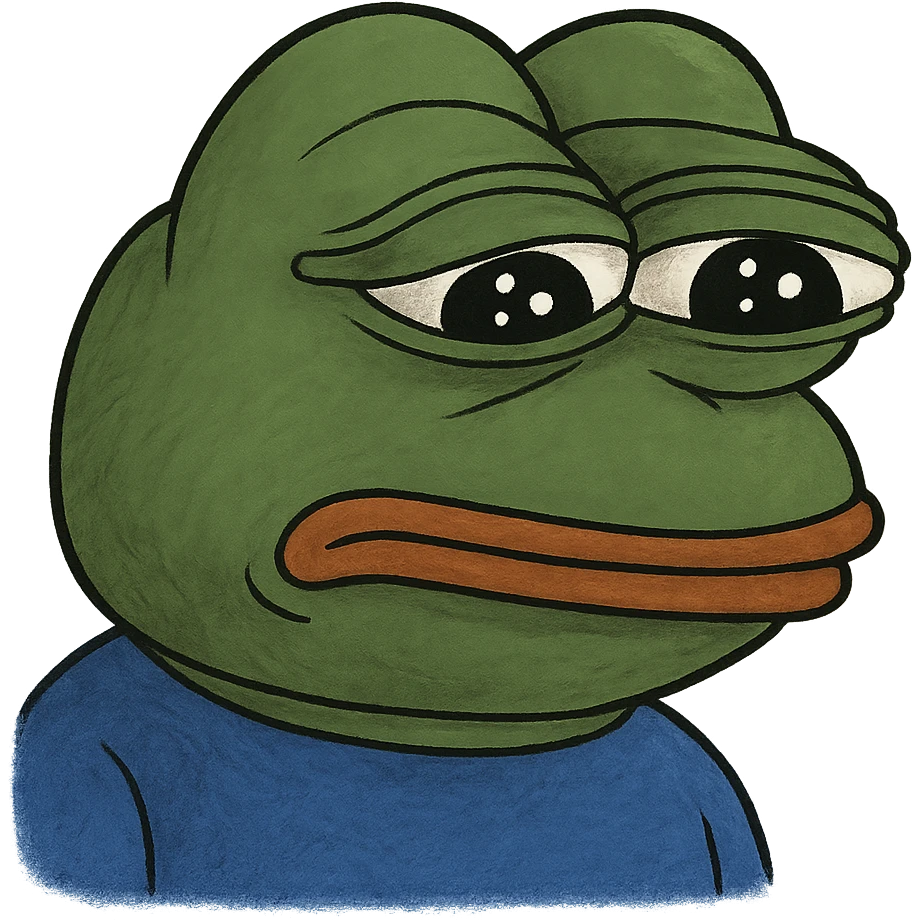 pepe the frog with a sad expression emoji