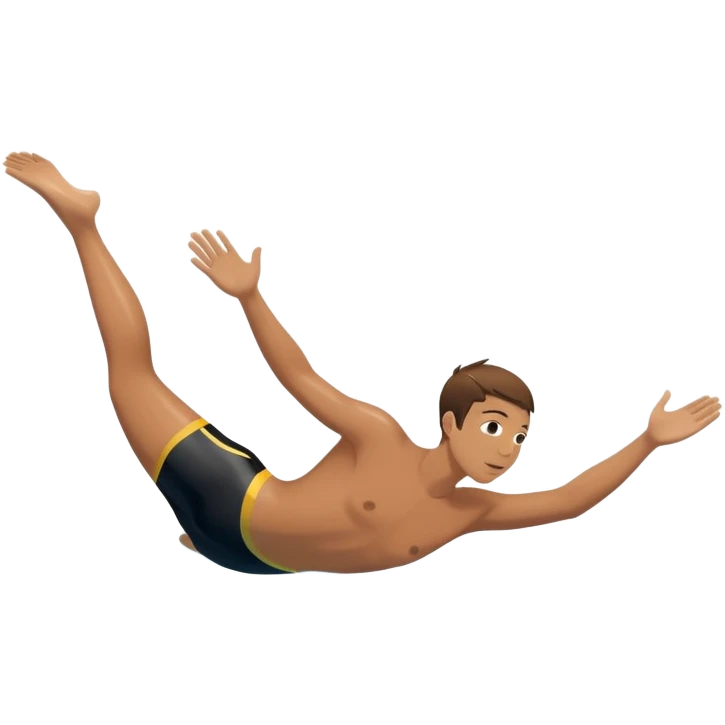 inexperienced determined person diving into a pool of divers, with a pool named confidence... glowing body  emoji