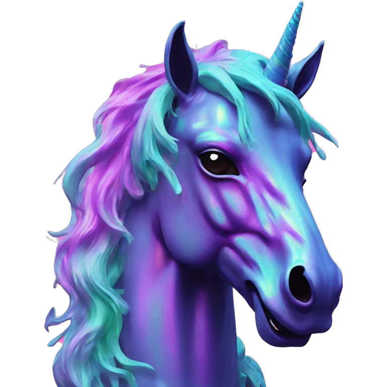 .Zombie_ Vaporwave black holographic oilslick zombie unicorn  emoji