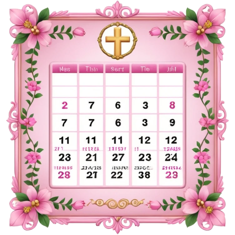 make a catholic calendar with very girly pink tones. emoji