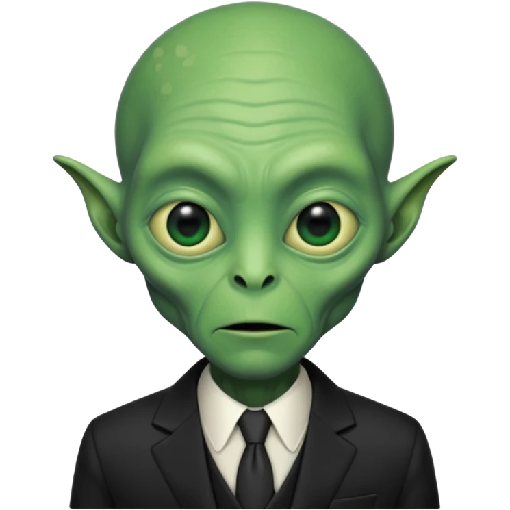 an old alien with black suit, green skin, neutral

 emoji