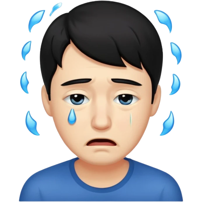 man crying with black hair emoji