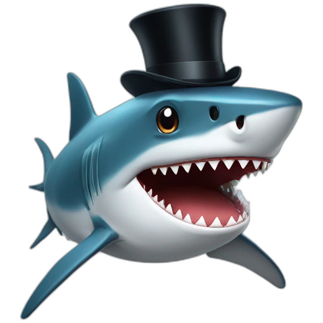 Shark with a top hat emoji