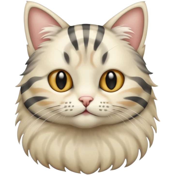 striped cat with hair in cream and gray colors emoji