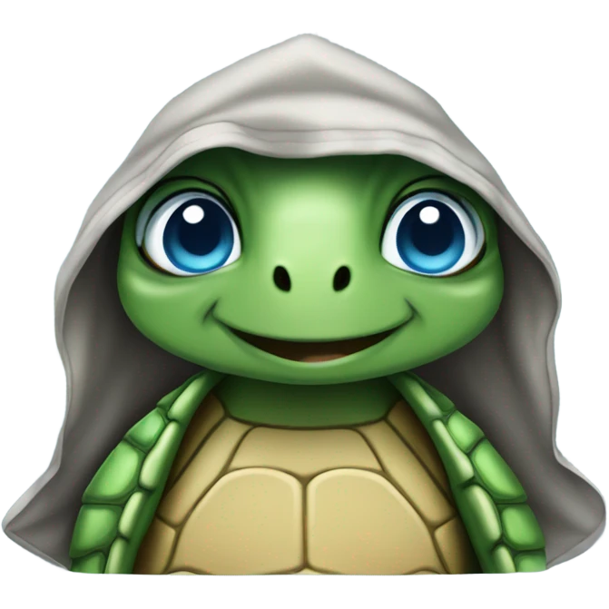 Turtle with blue eyes wearing hooded sweatshirt  emoji