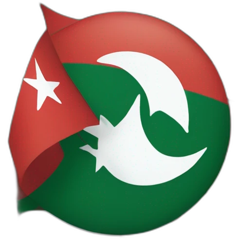 PTI party flag half red and half green with crescent and a star like Pakistan flag emoji