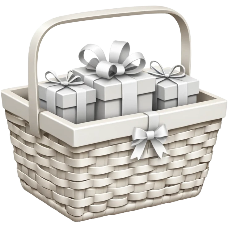 white basket with white gifts emoji