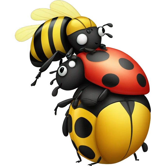 a ladybug and a bumblebee hugging emoji