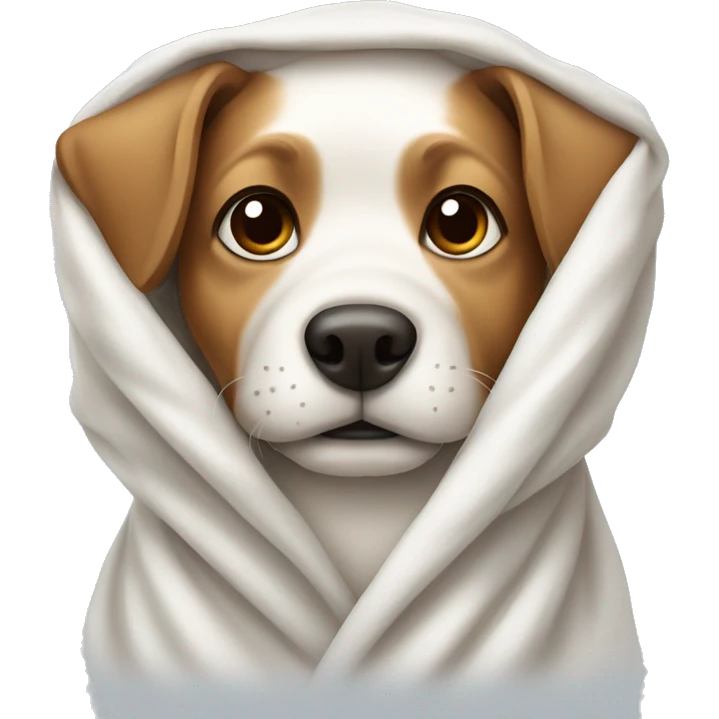 Dog wrapped in a white blanket emoji