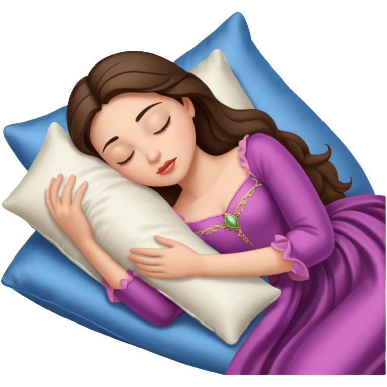 sleeping beauty brunette white girl with a silk pillow emoji